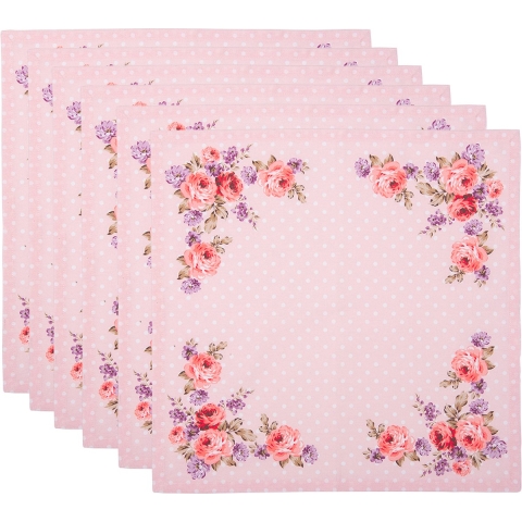Clayre & Eef Servetten Katoen Set van 6 40x40 cm Roze Paars Katoen