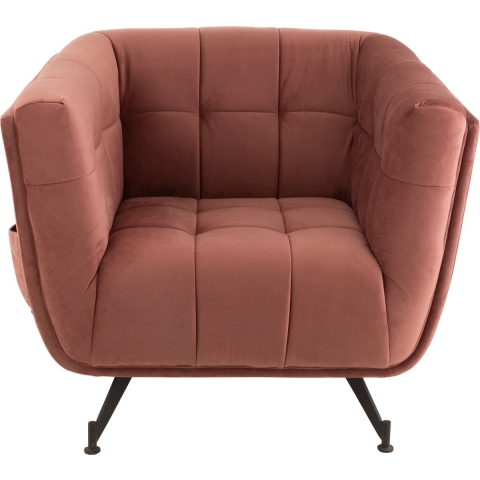 J-Line zetel Lounge 1-zit - textiel|hout|metaal - antiek roze