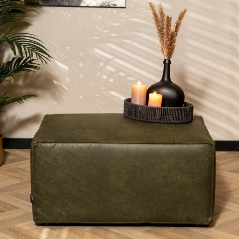 Bronx71 Hocker Memphis eco-leer olijfgroen