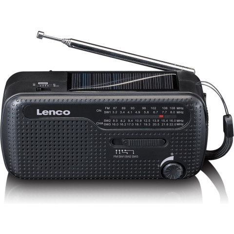 LENCO MCR-112BK - Draagbare opwindbare noodradio, zaklamp en powerbank in één - Zwart