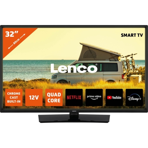 LENCO LED-3263BK (V2) - 32" Android Smart TV met 12V auto adapter, zwart