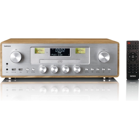 LENCO DAR-281WDSI - DAB+/FM radio met CD-speler, USB, Bluetooth® en draadloos oplaadpunt - Hout/Zilver