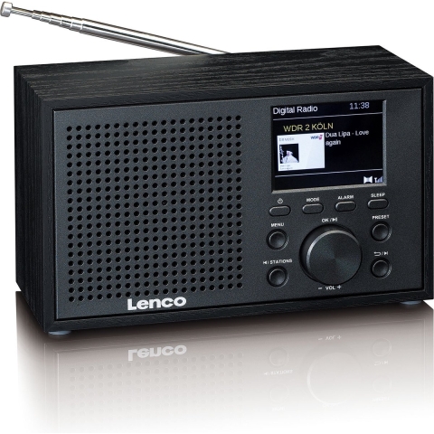 LENCO DAR-017BK - Compacte en stijlvolle DAB+/FM radio met Bluetooth® en houten behuizing - Radio op batterijen en lichtnet