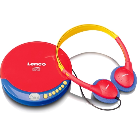 LENCO CD-021KIDS - Draagbare CD speler voor kinderen met hoofdtelefoon, oplaadbare batterijen en ingebouwde geluidsbeperker - Meerkleurig