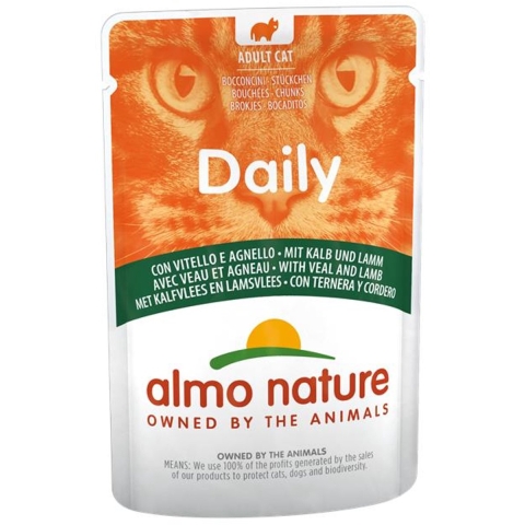 Almo Nature Daily met kalf en lam natvoer kat (70 g) 60 x 70 g