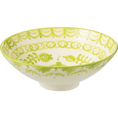 J-Line Lebrillo Bowl Granada Ceramic White|Green