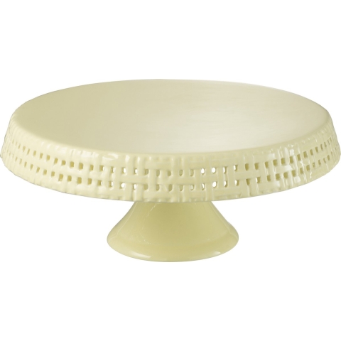 J-Line bord Cake bord - taartplateau - keramiek - lichtgeel - large