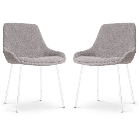 Nolon Nora-Isa Eetkamerstoelen Set van 2 - Bouclé Taupe - Wit