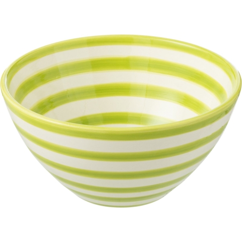 J-Line Bowl Granada Stripes High Ceramic White|Green Medium