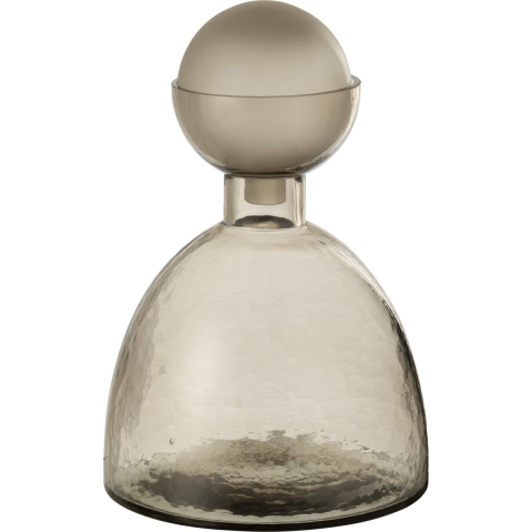 J-Line Vaas Fles+Dop Yara Glas Greige Small