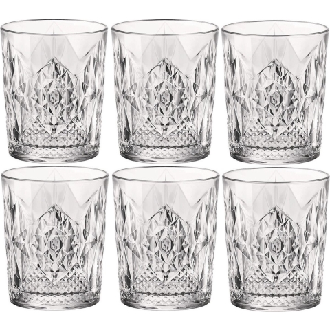 Bormioli Rocco Whiskeyglazen - 6x stuks - glas - 390 ml - gedecoreerd