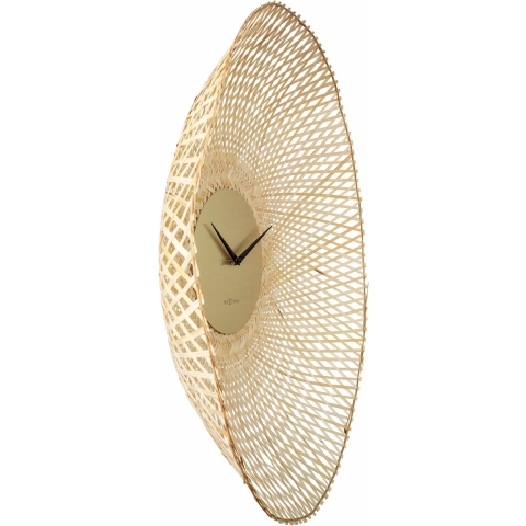 NeXtime - Wandklok 60 cm - Stille - Bruin - Bamboe - NeXtime &apos;Vortex&apos;