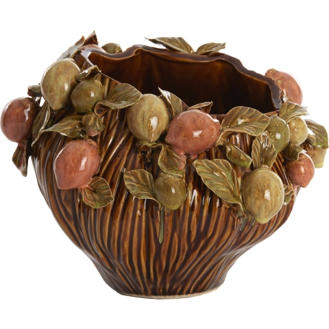 Light&living Vaas deco 26,5x24x20 cm LEMONI keramiek bruin-oranje+g...