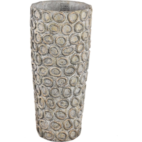 PTMD Ginte Grey cement pot round with circles high M
