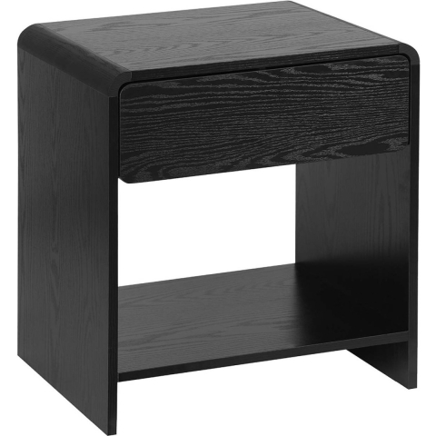 sweeek - Rond nachtkastje in houtdecor, 1 lade en 1 plank