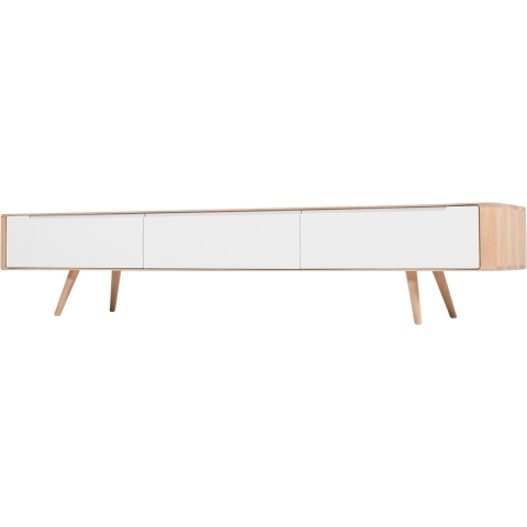 Gazzda Ena lowboard houten tv meubel whitewash - 225 x 42 cm