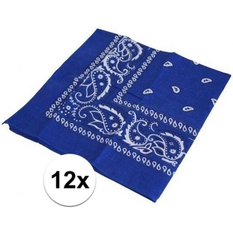 12x Blauwe boeren zakdoeken -