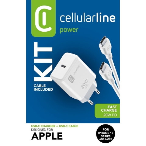 Cellularline Kit Oplader 20w + Usb-c-lightning-kabel 1 M Thuislader