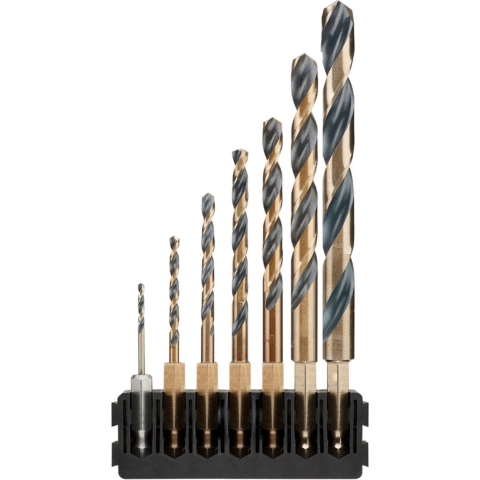 DeWalt Accessoires Houder + Black & Gold HEX-aansluiting | 7 stuks | 2 mm, 3 mm, 4 mm, 5 mm, 6 mm, 8 mm, 10 mm - DT70831-QZ