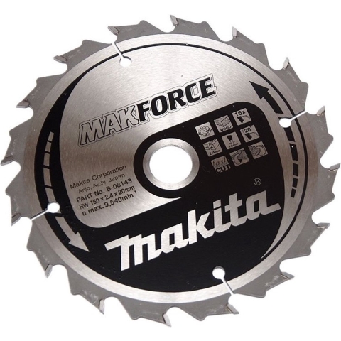 Makita Accessoires B-08143 Cirkelzaagblad Hout | Makforce | 160x20x2,4 | 16T - B-08143