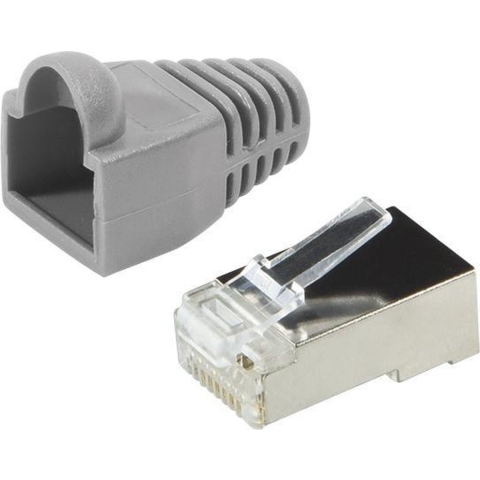 LogiLink MP0011 RJ45-connector Cat 5e, afgeschermd Stekker, recht Aantal polen: 8P8C Grijs 100 stuk(s)