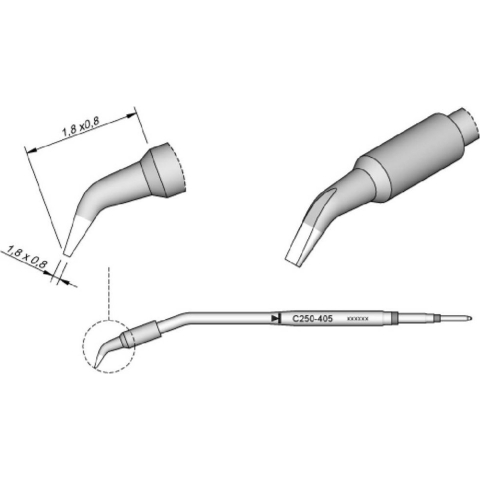 JBC Tools C250405 Soldeerpunt Beitelvorm, gebogen Grootte soldeerpunt 0.8 mm Inhoud: 1 stuk(s)