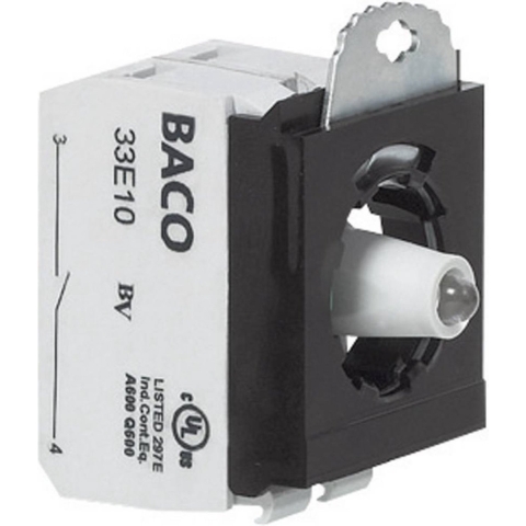 BACO BA333EAWH11 Contactelement, LED-element Met bevestigingsadapter 1x NC, 1x NO Wit Moment 230 V 1 stuk(s)