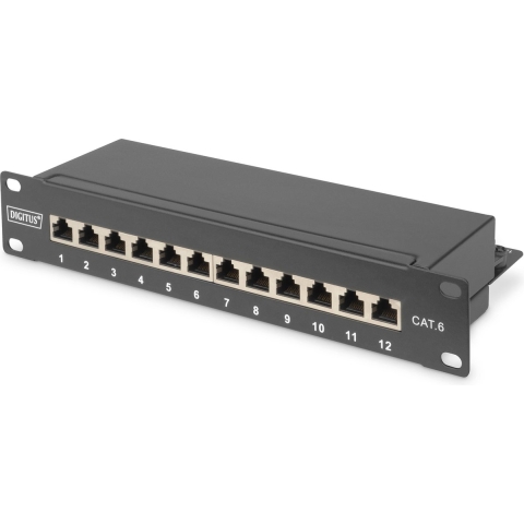Digitus DN-91612S 12 poorten Netwerkpatchpaneel 254 mm (10) CAT 6 1 HE Zwart Ingericht