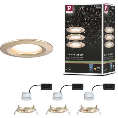 Paulmann 92405 Nova Coin LED-inbouwlamp Set van 3 stuks LED 6 W Goud (mat)