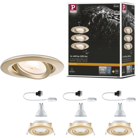 Paulmann 92408 Nova Coin LED-inbouwlamp Set van 3 stuks LED GU10 6 W Goud (mat)