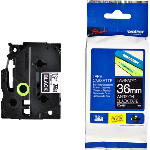 Brother TZe-365 Labeltape Tapekleur: Zwart Tekstkleur: Wit 36 mm 8 m