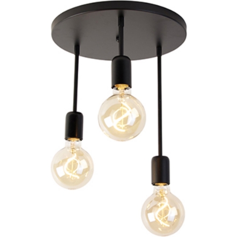 QAZQA Moderne plafondlamp zwart 3-lichts - Facil