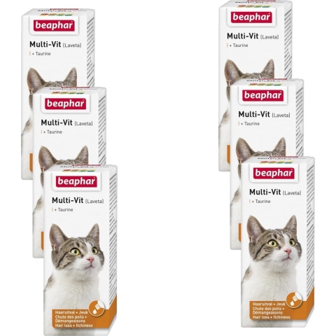 6x Beaphar Multi-Vit Laveta Kat 50 ml