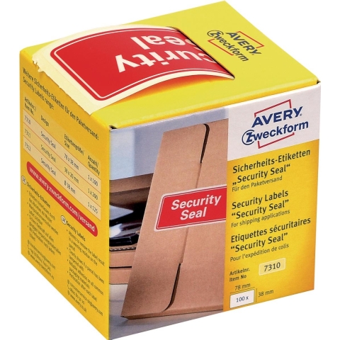 Avery-Zweckform 7310 Veiligheidsetiketten 78 x 38 mm VOID-folie Rood 100 stuk(s)