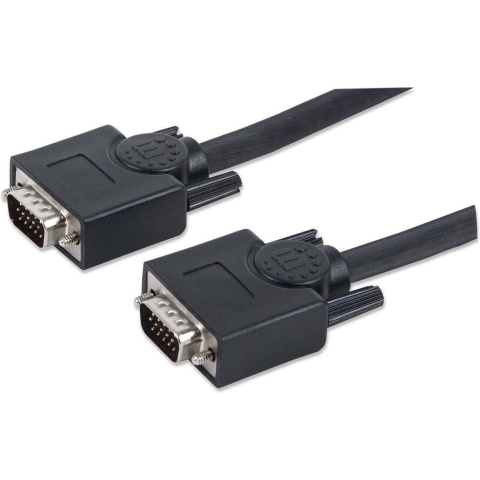 Manhattan 337342 VGA-kabel VGA Aansluitkabel VGA-stekker 15-polig, VGA-stekker 15-polig 30.00 m Zwart Schroefbaar