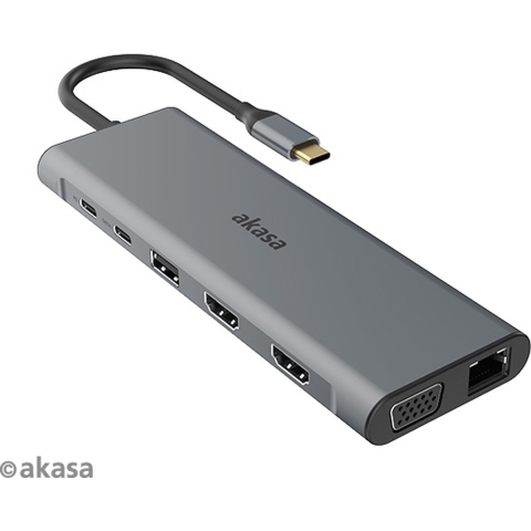 Akasa USB Type-C 14-In-1 Dock USB-C dockingstation Geschikt voor merk (dockingstation): Universeel Geïntegreerde kaartlezer, USB-C Power Delivery