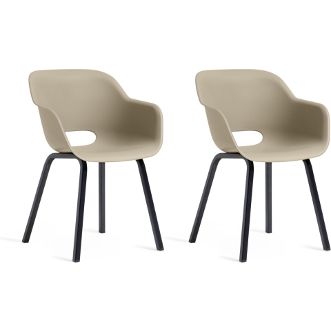 Keter Noa Tuinstoel - 2 stuks - 55x56,5x80cm - metalen frame - Taupe
