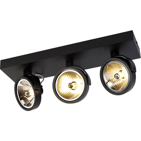 QAZQA Design spot zwart verstelbaar 3-lichts - Go