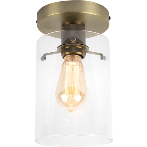QAZQA Moderne plafondlamp brons met glas - Dome