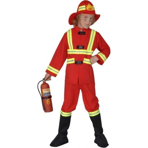 Brandweer kostuum kids rood 128 -