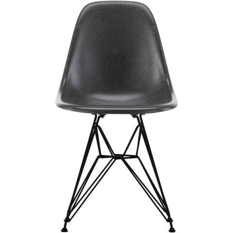 Vitra Eames DSR Fiberglass Stoel Zwart Onderstel Elephant Hide Grey