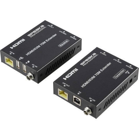 SpeaKa Professional SP-11562928 1 poort HDMI Extender set Via PC bedienbaar 4096 x 2160 Pixel Zwart