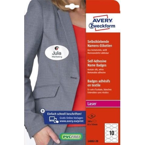 Avery-Zweckform L4882-20 Naamplaatje (b x h) 85 mm x 50 mm 200 stuk(s)