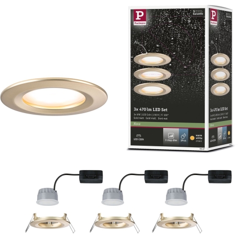 Paulmann 92407 Nova Coin LED-inbouwlamp Set van 3 stuks LED 6 W Goud (mat)