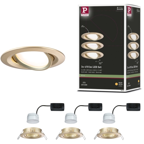 Paulmann 92404 Nova Coin LED-inbouwlamp Set van 3 stuks LED 6 W Goud (mat)