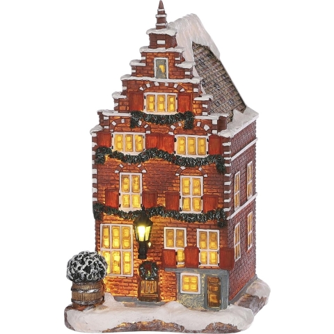Decorated canal house battery operated- l10,5xw11,5xh18,5cm - Luville