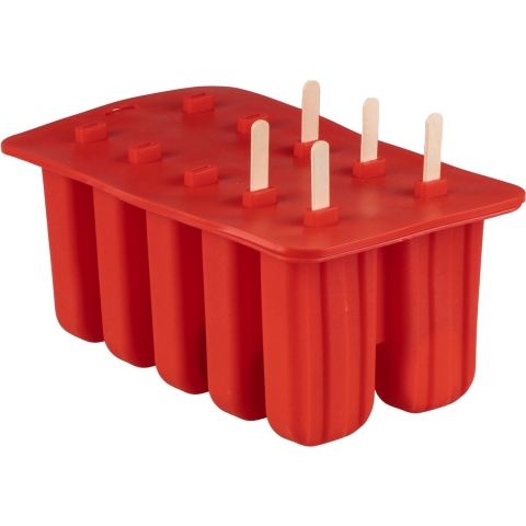Sareva IJsjesmaker - 10 ijsjes - Rood - Siliconen