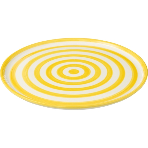 J-Line Plate Granada Stripes Ceramic White|Yellow