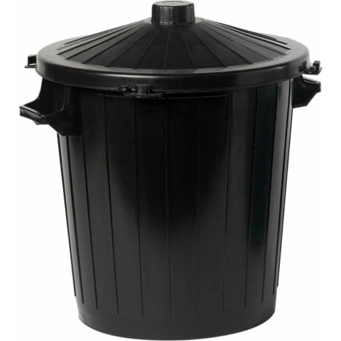 Vuilnisbak/prullenbak emmer met deksel - 80 liter - Zwart - 51 x 65 cm - kunststof -