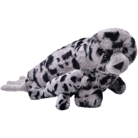 Pluche knuffel dieren familie grijze zeehonden 36 cm -